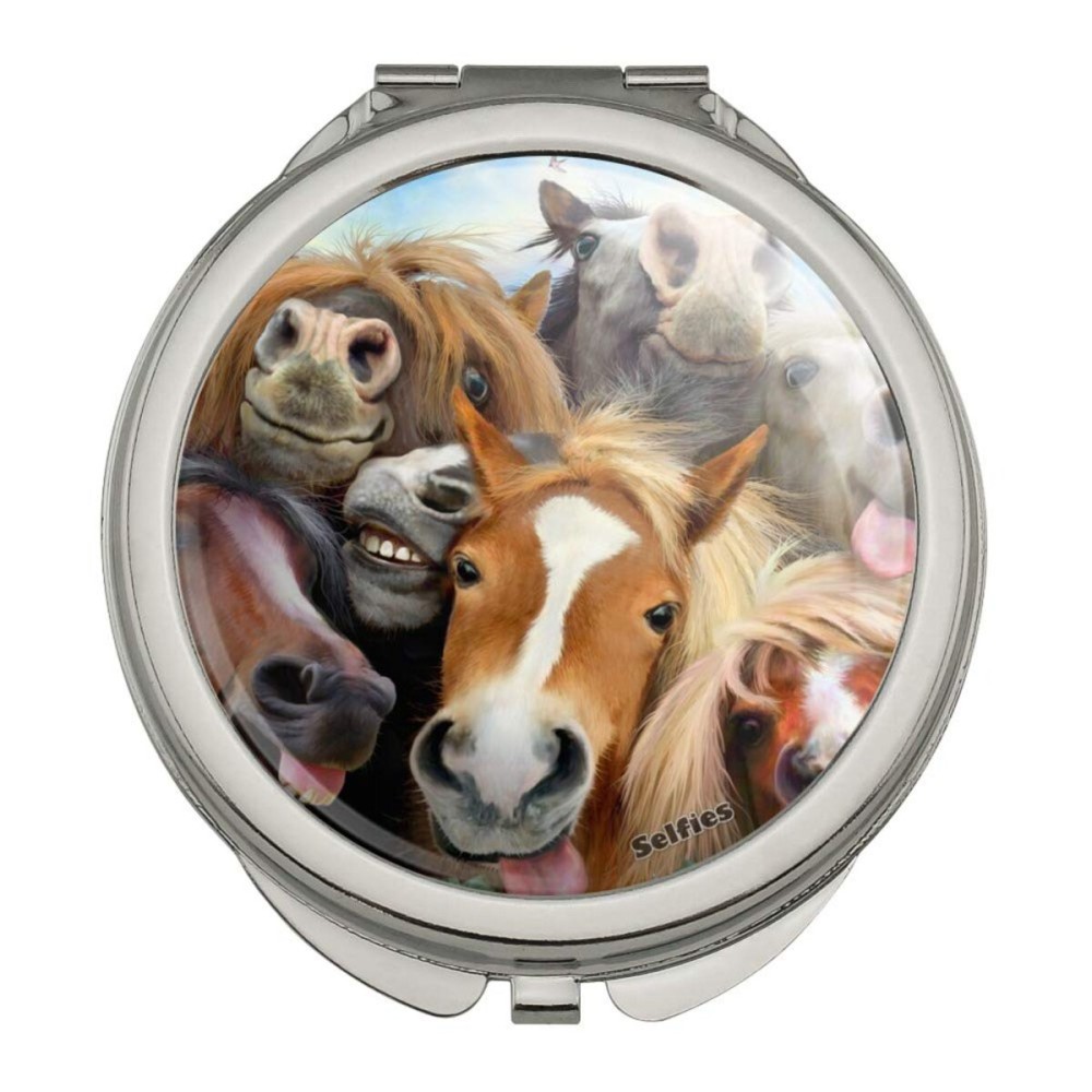 Horses Selfie Compact Travel Purse Handbag Makeup Mirror