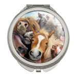 Horses Selfie Compact Travel Purse Handbag Makeup Mirror