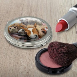 Horses Selfie Compact Travel Purse Handbag Makeup Mirror