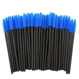 MELADY Silicone Disposable Eyelash Brushes Mascara Wands Applicator Makeup Kits (Pack of 50pcs, Blue(Pyramid-shaped))