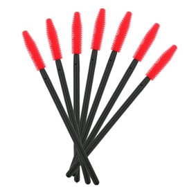 MELADY Silicone Disposable Eyelash Brushes Mascara Wands Applicator Makeup Kits (Pack of 50pcs, Red(Pyramid-shaped))