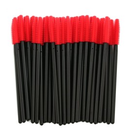 MELADY Silicone Disposable Eyelash Brushes Mascara Wands Applicator Makeup Kits (Pack of 50pcs, Red(Pyramid-shaped))