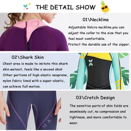 NATYFLY Kids Wetsuit, 2.5mm Neoprene Thermal Swimsuit, Full Wetsuit for Girls Boys and Toddler, Long Sleeve Kids Wet Suits for Swimming (New Pink-Girls Wetsuit-2.5mm, 8)