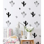 DXLING 92pcs/Set Cactus Wall Stickers for Kids Room,Peel and Stick Home Decor Decals JW572 (Black)