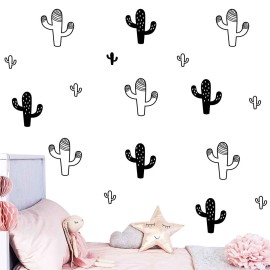 DXLING 92pcs/Set Cactus Wall Stickers for Kids Room,Peel and Stick Home Decor Decals JW572 (Black)