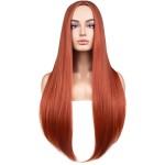 BERON Dark Orange Womens Wigs Long Straight Hair Wig Ginger Middle Part Heat Resistant Synthetic Redhead Color Wigs for Cosplay Costume Party or Daily Use Wig
