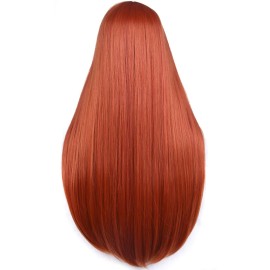 BERON Dark Orange Womens Wigs Long Straight Hair Wig Ginger Middle Part Heat Resistant Synthetic Redhead Color Wigs for Cosplay Costume Party or Daily Use Wig BERON Dark Orange Womens Wigs Long Straight Hair Wig Ginger Middle Part Heat Resistant Synthetic Redhead Color Wigs for Cosplay Costume Party or Daily Use Wig