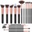 EmaxDesign Makeup Brushes 17 Pieces Premium Synthetic Foundation Brush Powder Blending Blush Concealer Eye Face Liquid Powder Cream Cosmetics Brushes Kit (Rose Gold)