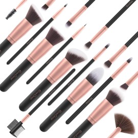 EmaxDesign Makeup Brushes 17 Pieces Premium Synthetic Foundation Brush Powder Blending Blush Concealer Eye Face Liquid Powder Cream Cosmetics Brushes Kit (Rose Gold) EmaxDesign Makeup Brushes 17 Pieces Premium Synthetic Foundation Brush Powder Blending Blush Concealer Eye Face Liquid Powder Cream Cosmetics Brushes Kit (Rose Gold)