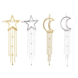 Numblartd 4 Pcs Fashion Metal Alloy Geometric Stars Moon Tassel Hair Clip Pins - Women Hollow Side Clip Hairpin Barrettes Bobby Pins Headdress Hair Accessories
