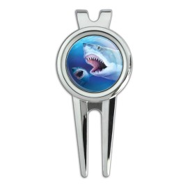 GRAPHICS & MORE Great White Sharks Ocean Pair Scuba Diving Golf Divot Repair Tool and Ball Marker