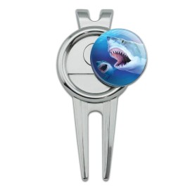 GRAPHICS & MORE Great White Sharks Ocean Pair Scuba Diving Golf Divot Repair Tool and Ball Marker