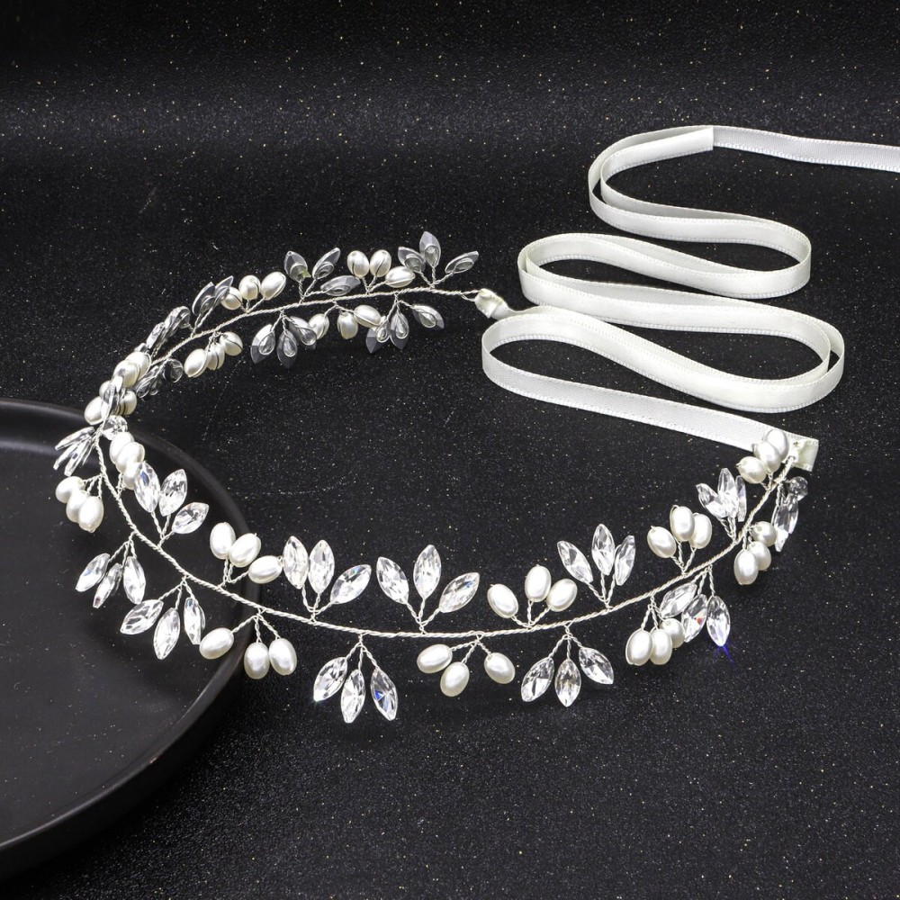 Ammei Headpiece Crystal Bridal Headpiece Wedding Headband With Genuine Freshwater Pearls And Combs Hair Accessories For Bride Bridesmaid (Silver) Ammei Headpiece Crystal Bridal Headpiece Wedding Headband With Genuine Freshwater Pearls And Combs Hair Accessories For Bride Bridesmaid (Silver)