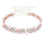Oriamour Bridal Headpiece Flower Design Wedding Headband Bridal Hair Accessories (Rose Gold)