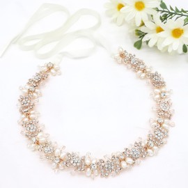 Oriamour Bridal Headpiece Flower Design Wedding Headband Bridal Hair Accessories (Rose Gold) Oriamour Bridal Headpiece Flower Design Wedding Headband Bridal Hair Accessories (Rose Gold)