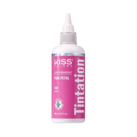 Red by Kiss Tintation Semi-Permanent Hair Color, Aloe Vera Water Based, Argan Oil, Olive Oil, Collagen & Keratin, Long-Lasting Color Dye (Pink Petal, 5 Fl Oz)