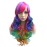BERON Rainbow Long Wavy Wig With Bangs for Women - Colorful Curly Synthetic Wig With Cap