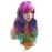 BERON Rainbow Long Wavy Wig With Bangs for Women - Colorful Curly Synthetic Wig With Cap