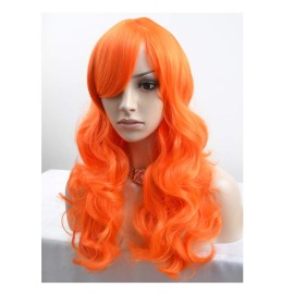 BERON Bright Orange Wig Long Light Orange Wig with Bangs for Women Long Wavy Curly Wigs Synthetic Hair with Cap BERON Bright Orange Wig Long Light Orange Wig with Bangs for Women Long Wavy Curly Wigs Synthetic Hair with Cap