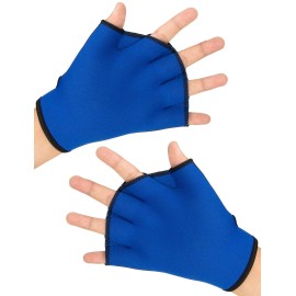FitsT4 Sports Aqua Gloves Webbed Paddle Swim Gloves Fitness Water Aerobics and Swimming Resistance Training Gloves for Men Women Children Royal M