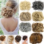 FIRSTLIKE Short Messy Curly Dish Hair Bun Extension Easy Stretch hair Combs Clip in Ponytail Extension Scrunchie Chignon Tray Ponytail Hair piece Wig Hairpieces