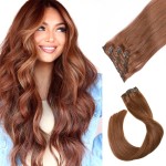 Clip in Hair Extensions Human Hair 7pcs 70g Set 30 Medium Auburn Silky Straight Top Grade 7A Remy Extensions Clip-in Hair for Women