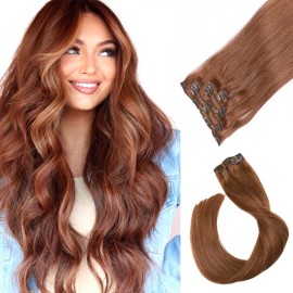 Clip in Hair Extensions Human Hair 7pcs 70g Set 30 Medium Auburn Silky Straight Top Grade 7A Remy Extensions Clip-in Hair for Women Clip in Hair Extensions Human Hair 7pcs 70g Set 30 Medium Auburn Silky Straight Top Grade 7A Remy Extensions Clip-in Hair for Women