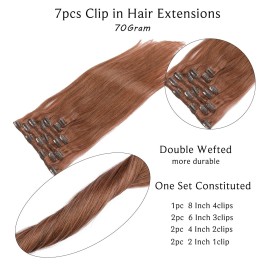 Clip in Hair Extensions Human Hair 7pcs 70g Set 30 Medium Auburn Silky Straight Top Grade 7A Remy Extensions Clip-in Hair for Women Clip in Hair Extensions Human Hair 7pcs 70g Set 30 Medium Auburn Silky Straight Top Grade 7A Remy Extensions Clip-in Hair for Women