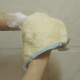 Bleu Bath (3 Pack) Dual-Sided Exfoliating Skin Towel Cotton Terry Body Cloth Scrubber Premium Sturdy Loofah Towel Soft and Buffing Wash Cloth White for Either Oil or Dry Skin