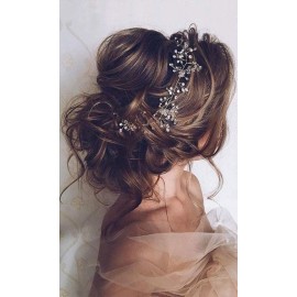 Denifery Bridal Hair Vine Wedding Head Piece (Gold, Extra Long Pearl and Crystal Beads, Headband, Women, 1 Count, 1 Piece, 0.07 pounds, Gold Color, Adult Occasion, Wire Material, Hair Styling)