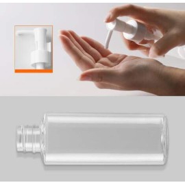 Ericotry Refillable Transparent Travel Pump Bottle Set of 3 (150ml) - Lotion Cream Oil Dispenser - Cylindrical - Plastic - 3 Count
