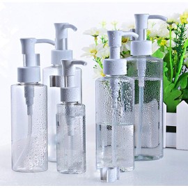 Ericotry Refillable Transparent Travel Pump Bottle Set of 3 (150ml) - Lotion Cream Oil Dispenser - Cylindrical - Plastic - 3 Count