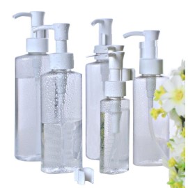 Ericotry Refillable Transparent Travel Pump Bottle Set of 3 (150ml) - Lotion Cream Oil Dispenser - Cylindrical - Plastic - 3 Count