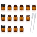 AFMNQZ 50Pack Set 1ML Amber Glass Bottle with Orifice Reducer and Cap Small Essential Oil Vials (1ML)
