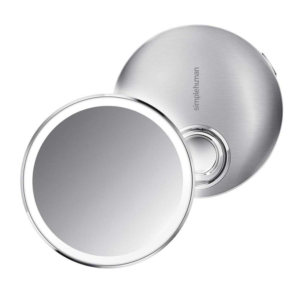 simplehuman Sensor Mirror Compact 4 Round, 3X Magnification, Brushed Stainless Steel