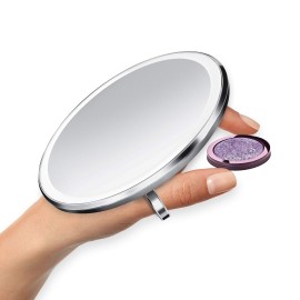 simplehuman Sensor Mirror Compact 4 Round, 3X Magnification, Brushed Stainless Steel