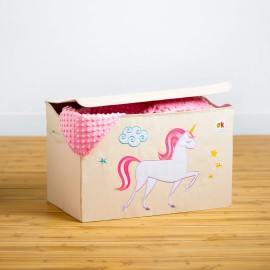 Wildkin Kids Fabric Toy Chest - Sturdy Storage Box w/Handle for Toys & Supplies - Unicorn