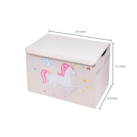 Wildkin Kids Fabric Toy Chest - Sturdy Storage Box w/Handle for Toys & Supplies - Unicorn