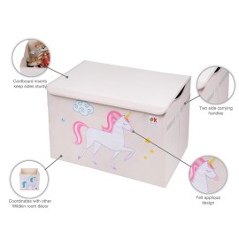 Wildkin Kids Fabric Toy Chest - Sturdy Storage Box w/Handle for Toys & Supplies - Unicorn