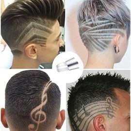 Beikalone Hair Tattoo Razor Pen, Stainless Steel Hairstyle Design Trimmer, with Tweezers and 10 Pieces Blades, for Eyebrow Mustache Hair Styling Art