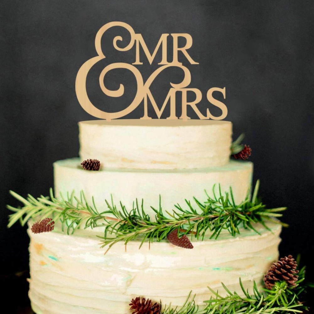 Mr and Mrs Wedding Cake Toppers Wood Party Cake Decoration Bride And Groom Love