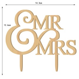 Mr and Mrs Wedding Cake Toppers Wood Party Cake Decoration Bride And Groom Love