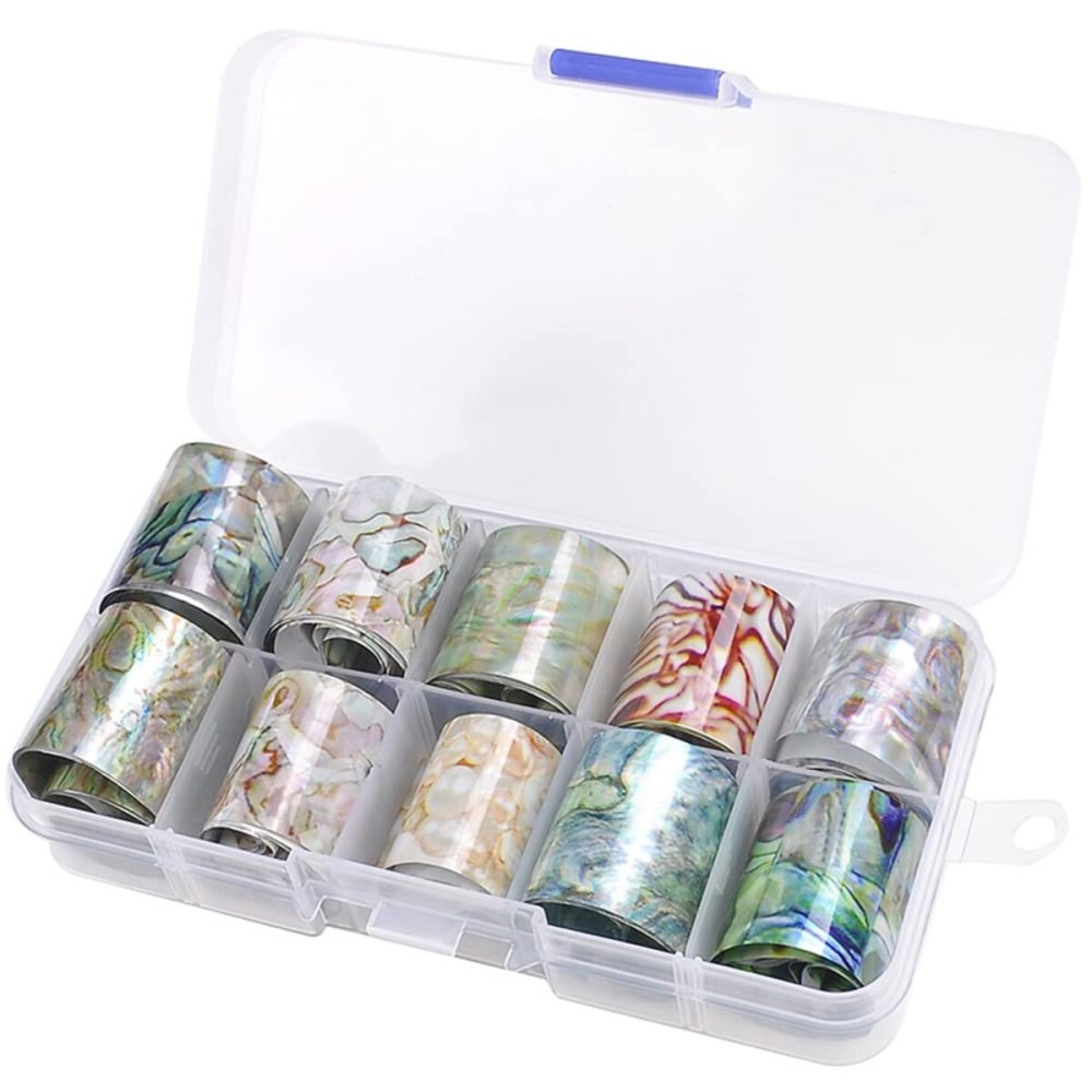 WOKOTO 10 Rolls Shell Pattern Starry Sky Nail Transfer Foil Stickers Wraps Transfer Decals Foil For Nails Art (1.0inchs*39.4inchs / 2.5cm*100cm) WOKOTO 10 Rolls Shell Pattern Starry Sky Nail Transfer Foil Stickers Wraps Transfer Decals Foil For Nails Art (1.0inchs*39.4inchs / 2.5cm*100cm)