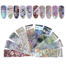 WOKOTO 10 Rolls Shell Pattern Starry Sky Nail Transfer Foil Stickers Wraps Transfer Decals Foil For Nails Art (1.0inchs*39.4inchs / 2.5cm*100cm) WOKOTO 10 Rolls Shell Pattern Starry Sky Nail Transfer Foil Stickers Wraps Transfer Decals Foil For Nails Art (1.0inchs*39.4inchs / 2.5cm*100cm)