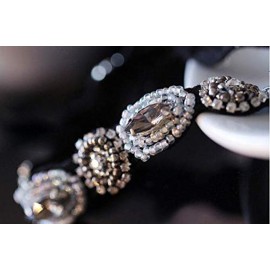 OTYOU Rhinestone Beaded Headbands - Jewels Workmanship Elastic Non Slip Hair Bands Women Lady Girls - Jewelry Accessories (White)