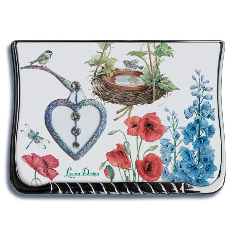 Lissom Design Compact Mirror - Handheld Magnifying Cosmetic Mirror, 3.5 x 2.63-Inch, Natural Instinct - Bird