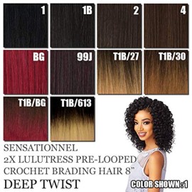 Sensationnel Lulutress Crochet Braiding hair - DIY crochet braids hair extensions All Kanekalon synthetic locs twists braids - LULUTRESS 2X DEEP TWIST 8 Inch (1pack, 2)