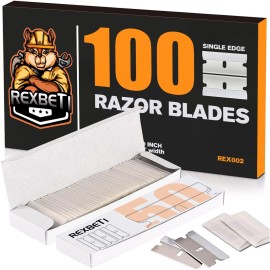 REXBETI 100PCS Single Edge Razor Blades, Industrial Razor Blades for Scraper, Suitable for Removing Labels, Decals, Stickers and Old Paint REXBETI 100PCS Single Edge Razor Blades, Industrial Razor Blades for Scraper, Suitable for Removing Labels, Decals, Stickers and Old Paint