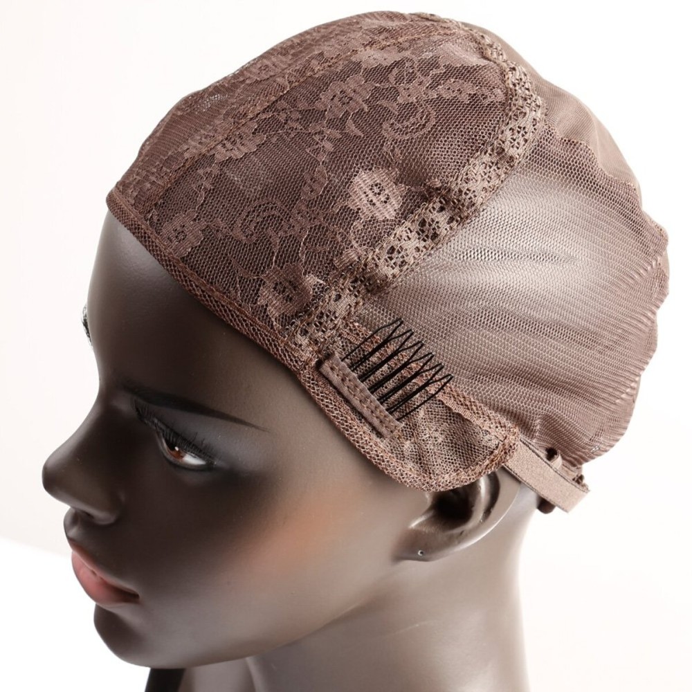 Bella Hair Glueless Wig Caps for Making Wigs with Combs and Adjustable Straps Swiss Lace Brown Small Size