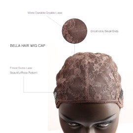 Bella Hair Glueless Wig Caps for Making Wigs with Combs and Adjustable Straps Swiss Lace Brown Small Size
